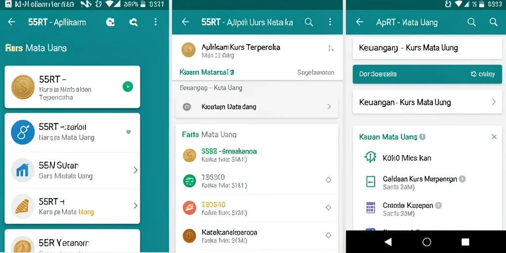 Antarmuka aplikasi 55RT menampilkan kurs mata uang secara jelas dan terkini.