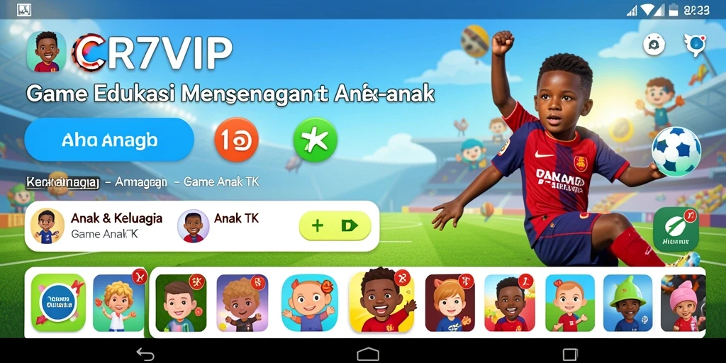 Tampilan antarmuka pengguna CR7VIP yang menyenangkan dan interaktif.
