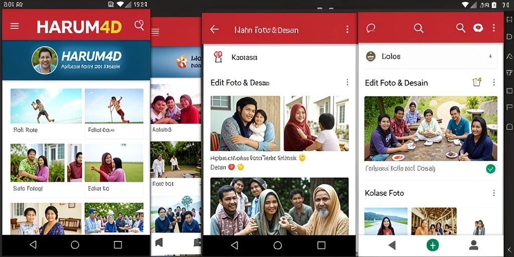 Antarmuka aplikasi HARUM4D dengan fitur kolase foto yang menarik.