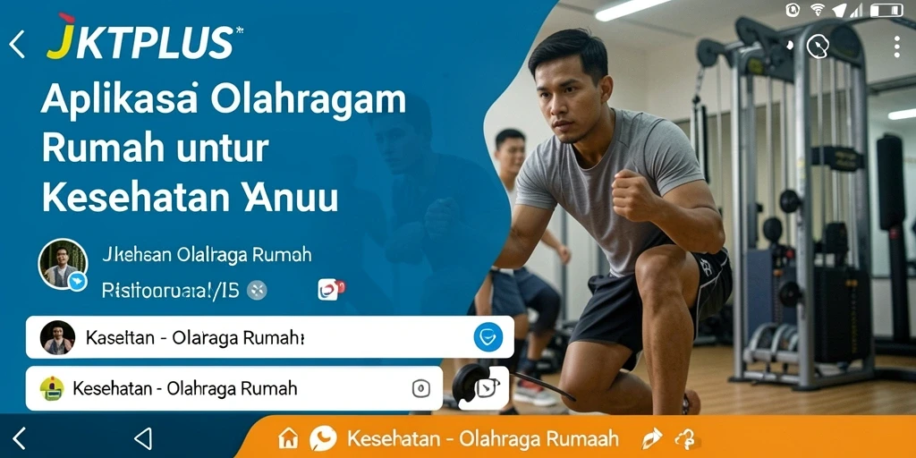 Tampilan antarmuka JKTPLUS dengan pilihan latihan olahraga rumah.